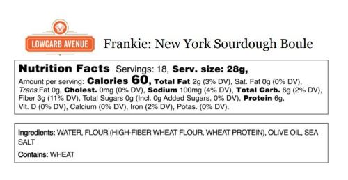 Nutritional facts of Sourdough bread